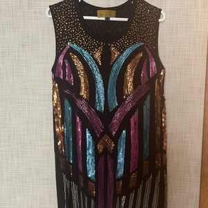 Nicole Miller Black and Gold Dress